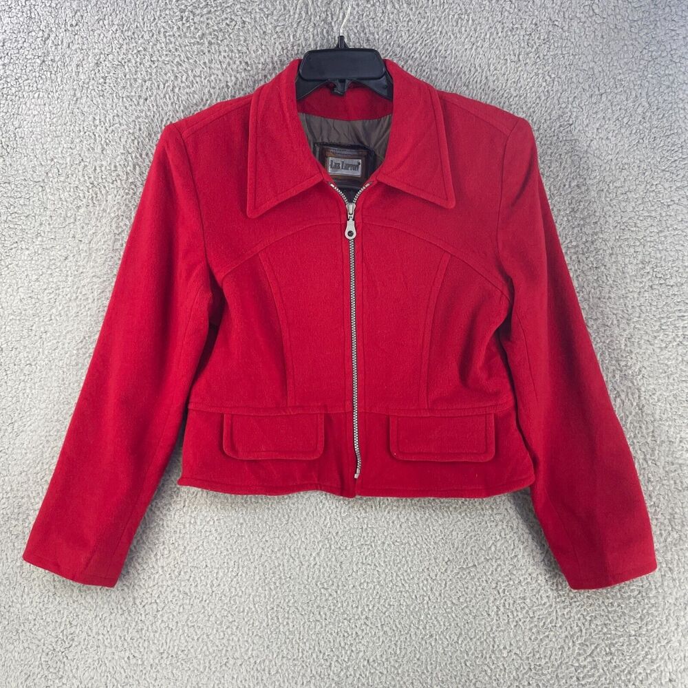 Vtg Lee Lipton Womens Jacket Short Coat Wool Nylon Red Sz L Lined